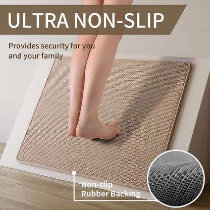 Kitchen Rugs Kitchen Mats for Floor Non Slip Washable Brown 17"X30" | Super Absorbent Woven Rubber Backing Washable Kitchen Floor Mat Sink Mat Runner Rugs Front of Sink, Easy Clean3