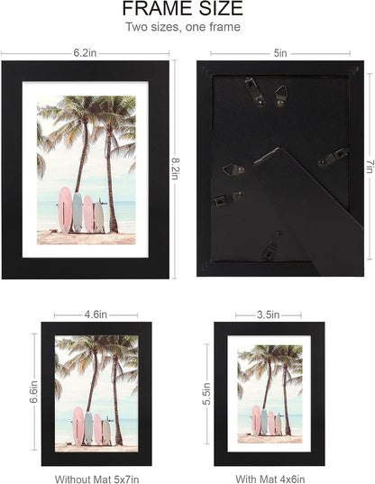 5X7 Picture Frame(4 Pack,Black) Made of Real Glass and Wooden Frame2