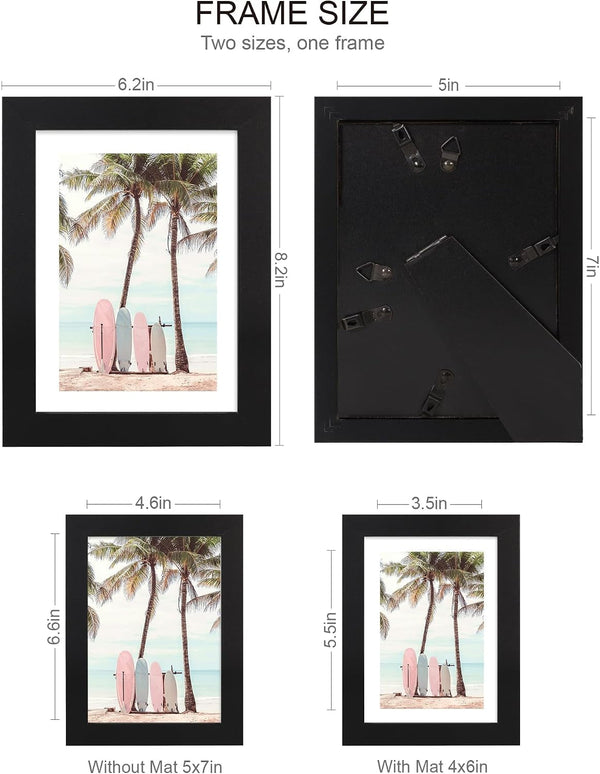 5X7 Picture Frame(4 Pack,Black) Made of Real Glass and Wooden Frame2