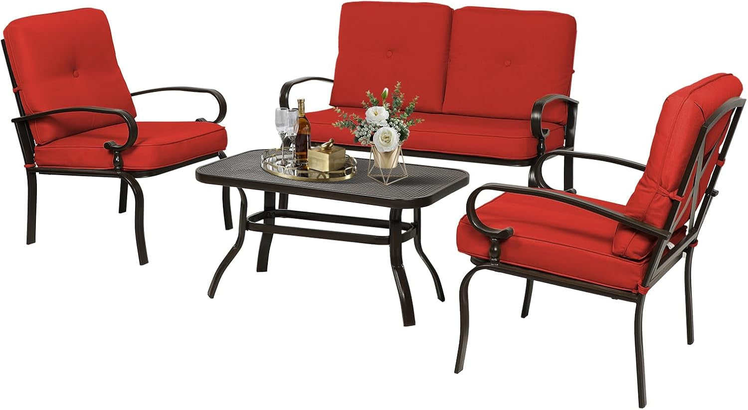 4pcs-metal-outdoor-furniture-patio-conversation-set-loveseat-and-coffee-table-2-dining-chair-wrought-iron-patio-chair-set-with-cushions-red