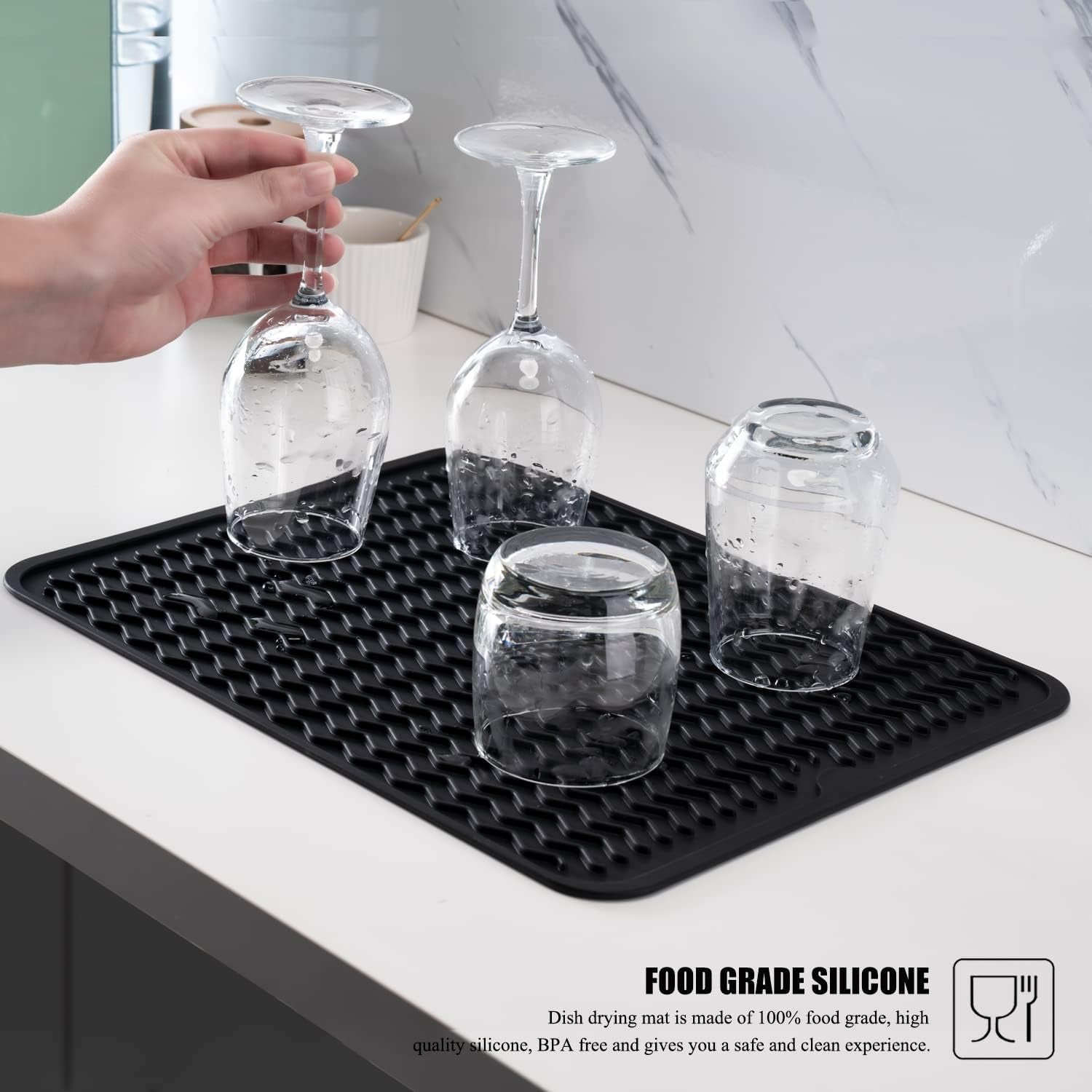 silicone-dish-drying-mat-non-slip-easy-clean-sink-mat-black-16-x-12-quick-dry-ridges-large-heat-resistant-dish-drainer-mat-for-kitchen-counter-hangable-roll-up-for-storage-dishwasher-safe