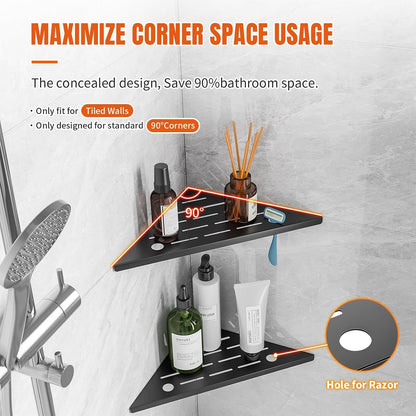 Corner Shower Shelves 10" 2 Pack Shower Shelves for Tile Wall Black6