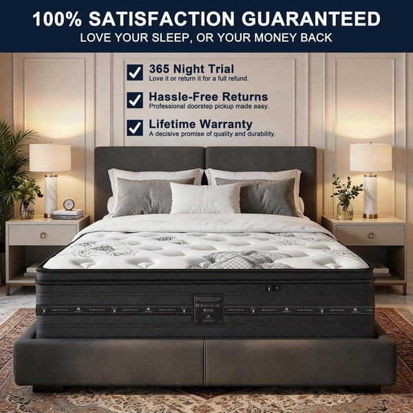 Queen Mattress 12 Inch, Hybrid Queen Size Mattress in a Box, Individually Wrapped Coils & Gel Memory Foam for Back Support, Pressure Relief & Motion Isolation, Medium Firm, 365 Nights Trial2