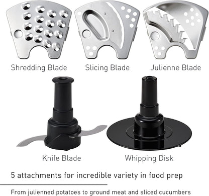 Panasonic Food Processor, Electric Vegetable Choppers for Speedy Food Prep, 5 Attachments to Shred, Whip, Mince, Chop, Grind, Shred, and Slice, 10-Cup Bowl Capacity, Small Kitchen Appliances - MK-F5113