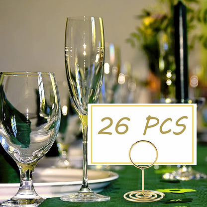 Table Number Holders, 26PCS Place Card Holder, Photo Holder (2" Gold) | Picture Holder, Cards Stand Name Menu Clips, Small Size Table Sign Card Holders for Centerpieces Wedding Birthday Party3