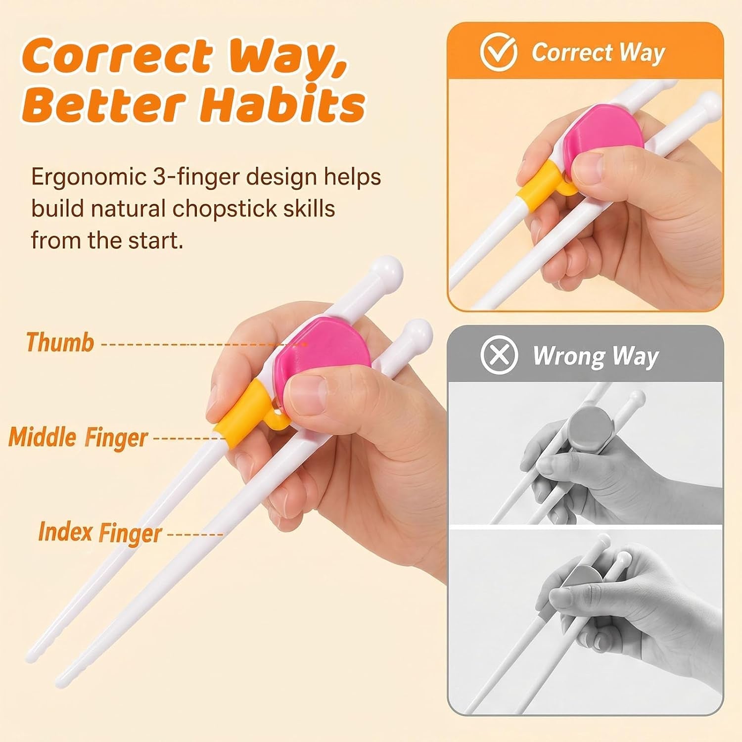 kids-chopsticks-2-pairs-training-chopsticks-for-toddlers-beginners-children-learning-practice-hand-eye-coordination-development-non-slip-grip-fun-everyday-dining-tool-for-kids