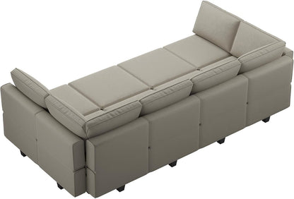 Modular Sectional Sofa with Storage Chaises Sectional Sleeper Sofa Couch 8 Seat Sectional Bed Grey9