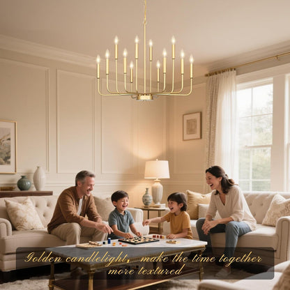 Gold Chandeliers for Dining Room Light Fixture，D32 Inch3
