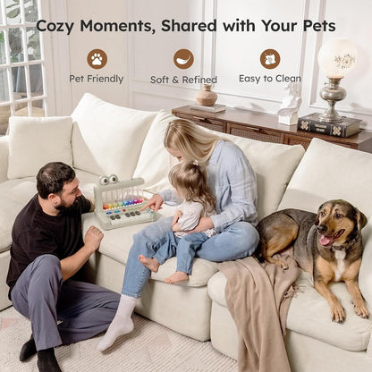 Modular Sectional Cloud Sofa, No Assembly Oversized Boneless Couch, Beige5