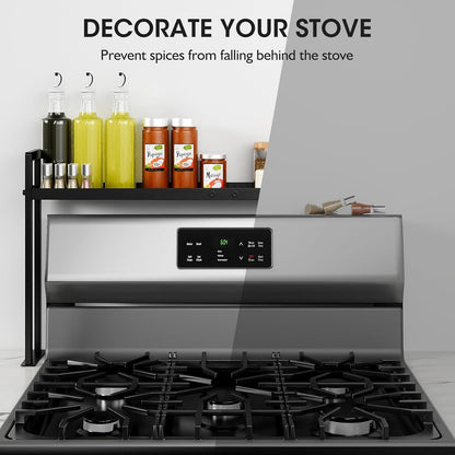 Adjustable Stove Top Shelf, 4-Level Spice Rack, Black4