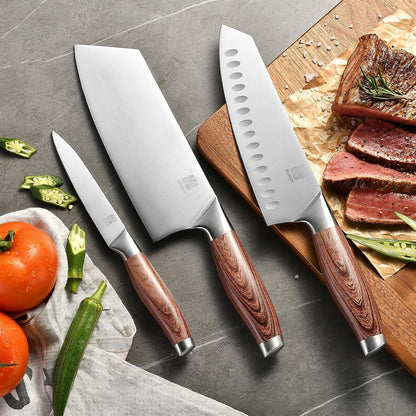 3-Piece Professional Chef Knife Set - Ultra-Sharp Kitchen Knives with Ergonomic Steel Handle, Ideal for Home, Outdoor, Camping, BBQ, and Gifts for Men8