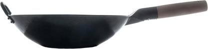 Black13 Flat Pre-Seasoned Hammered Carbon Steel Wok with Wooden and Steel Helper Handle (13 Inch, Flat Bottom)9