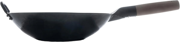 Black13 Flat Pre-Seasoned Hammered Carbon Steel Wok with Wooden and Steel Helper Handle (13 Inch, Flat Bottom)9