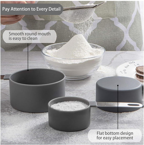 10Pcs Measuring Cups & Spoons Set, Stackable Cups and Spoons, Nesting Measure Cups with Stainless Steel Handle, Kitchen Gadgets for Cooking & Baking (Grey)2