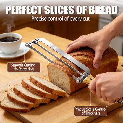 Adjustable Bread Slicer for Perfect Slices - Bread Knife for Homemade Bread with Thickness Guide - Premium Sharp Stainless Serrated Blade for Sourdough Baguettes Bagels Loaves6