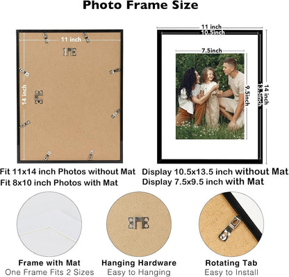 12 Packs 11X14 Picture Frames, Display 8X10 with Mat or 11X14 without Mat, Black Gallery Wall Frame Set, 11 by 14 Frames Bulk Set of 12 Collage Wall Decor Photo Frames Set for Wall, Black3