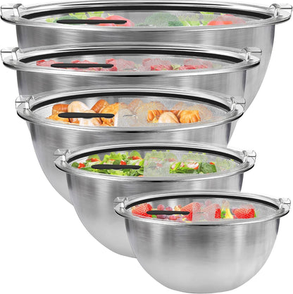 Premium Mixing Bowls, 304 Stainless Steel, See-Through Airtight Lids1