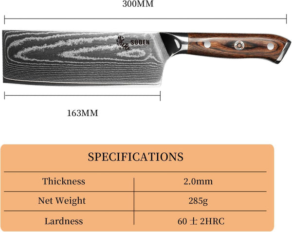 7" Meat Cleaver Knife VG-10 Damascus Steel3