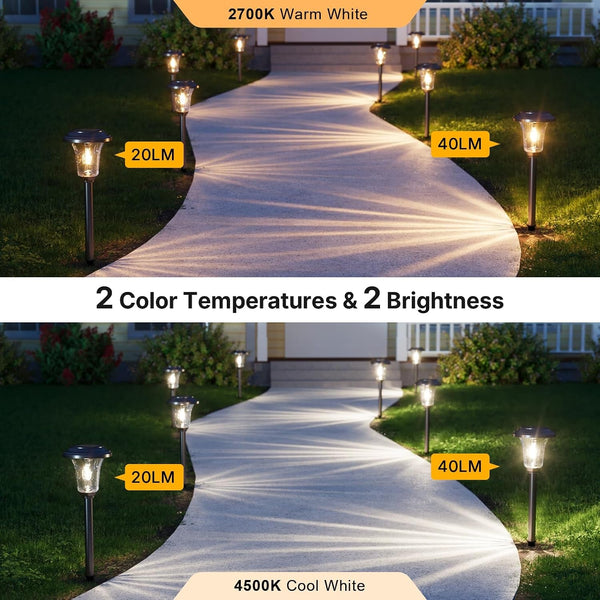 Solar Lights Outdoor, 6 Pack Metal Glass Solar Pathway Lights3