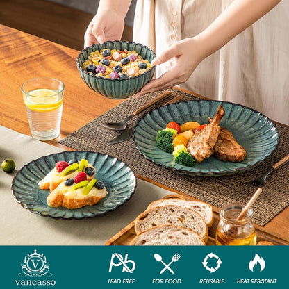 12 Pieces Dinnerware Sets for 4, Ceramic Plates and Bowls Sets4