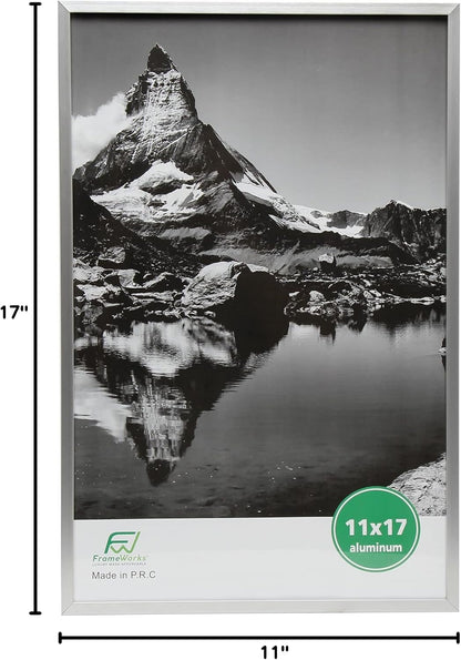 11X17 Picture Frame – Aluminum Frame W/Tempered Glass, Durable and Stylish Wall Frame for Posters, Photos, Art, Home Decor, Gallery Walls, Office, Living Room - Silver8