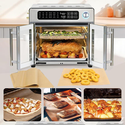 120PCS Air Fryer Liners Disposable for Emeril Lagasse 26QT Air Fryer | Unbleached Non-Stick Parchment Paper Sheets Accessories for Emeril Lagasse French Door 360 Air Fryer 26QT Toaster Oven8
