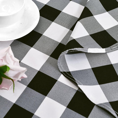 Waterproof Checkered round Tablecloth 60 Inch, Black and White5