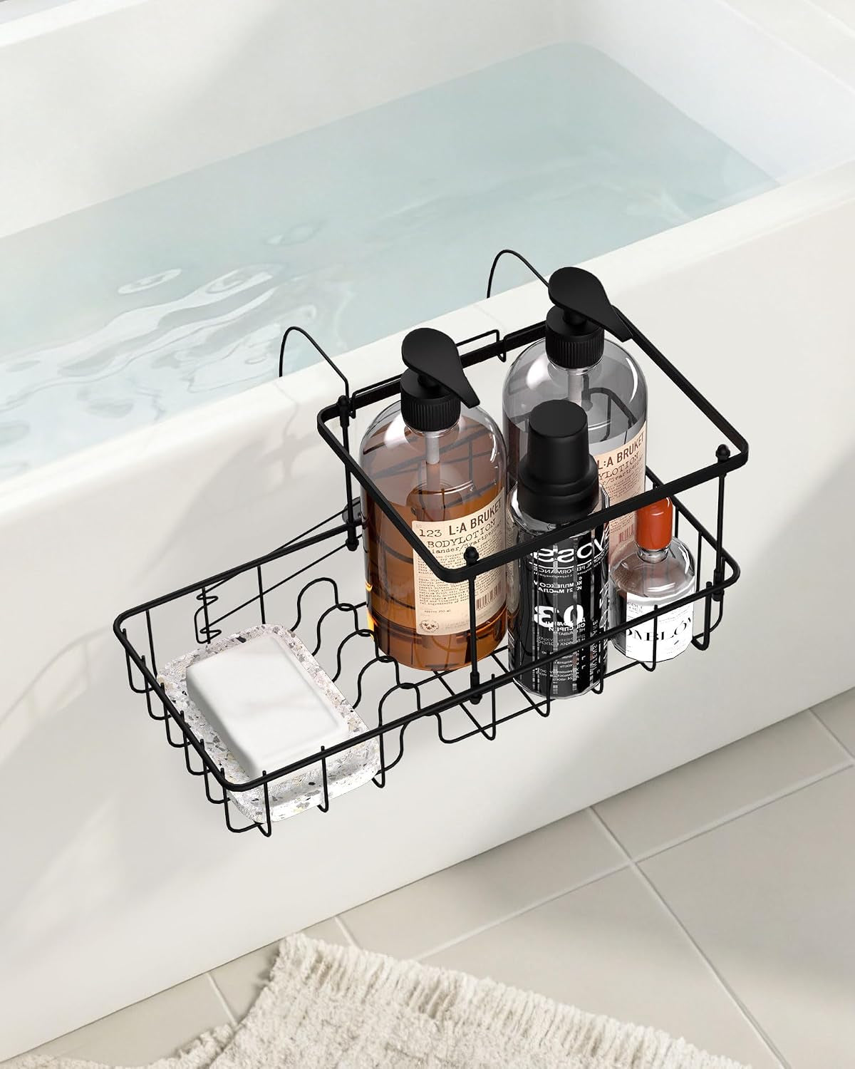 rustproof-hanging-shower-caddy-for-bathtub-stainless-steel-shower-caddy-for-tub-side-hanging-shower-organizer-basket-for-shampoo-conditioner-soap-bath-accessories-easy-install-matte-black