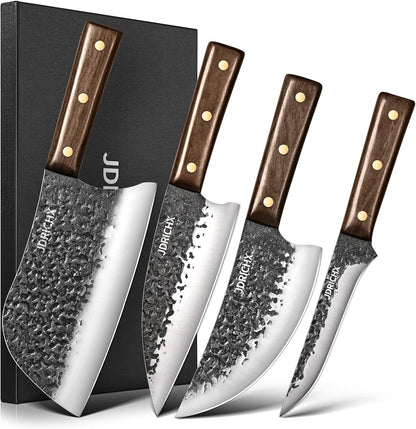 4-Piece Hand Forged Butcher Knife Set with High Carbon Steel1