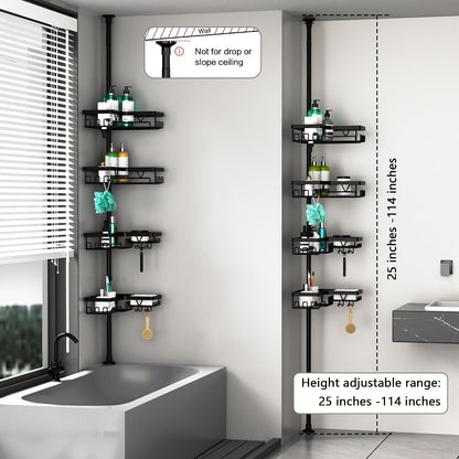 Corner Shower Caddy Tension Pole 4 Tier Shower Caddy Organizer Black6
