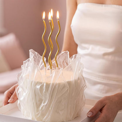 48-Count Gold Spiral Long Thin Metallic Birthday Candles, Cake Candles, Birthday Parties, Wedding Decorations, Party Candles2