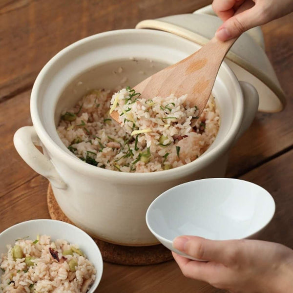 Japanese Donabe Cocer Rice Cooking Pot, 3 Go, 2200Cc, White7