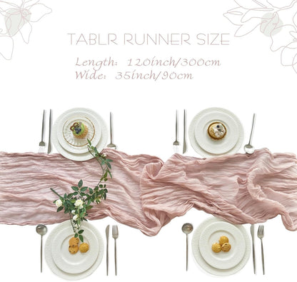 Dusty Pink Table Runner 120 Inches for Birthday Party Home Decor | 2 Pcs Boho Gauze 10FT Cheesecloth Table Runners for Wedding Baby Shower Decorations Summer Garden Farmhouse4