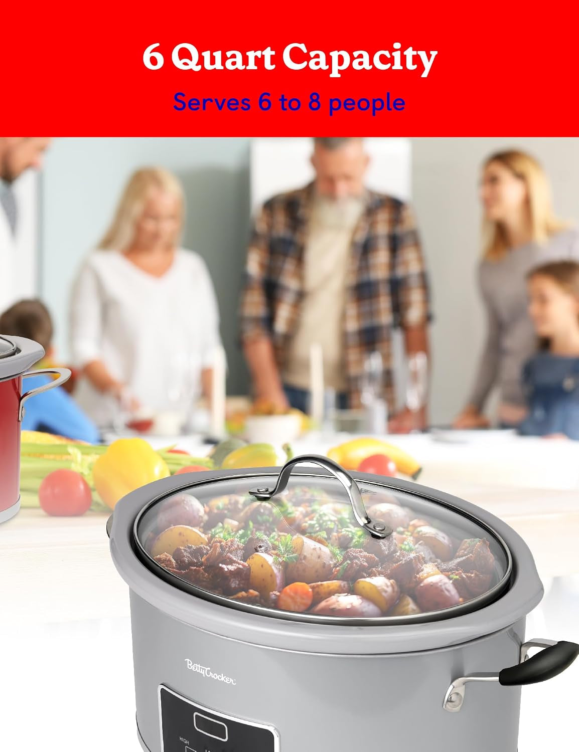 6-quart-oval-digital-slow-cooker-240-watts-bc-4587s-silver-programmable-crock-pot-up-to-20-hours-electric-cooking-pot-with-lcd-digital-display-removable-stoneware-crock-liner