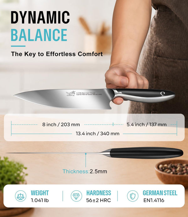 8'' Chef Knife，German Ultra Sharp Kitchen Knife Gifts for Women/Men8