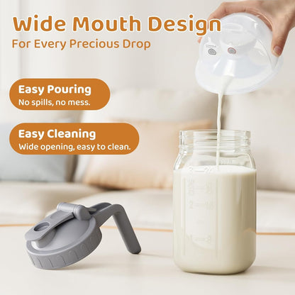 32 Oz Breast Milk Pitcher, Glass Mason Jar Pitcher with Lid | Airtight, Leak Proof, Wide Mouth, Pour Spout Lid, Thick Glass, Fridge Safe, Ergonomic Handle, Easy to Clean6