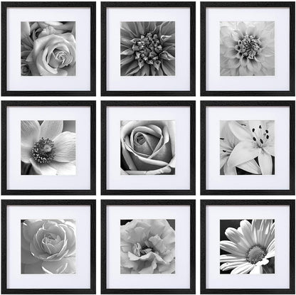 Picture Frames Set of 9, 12X12 In, Acrylic Cover, Black1