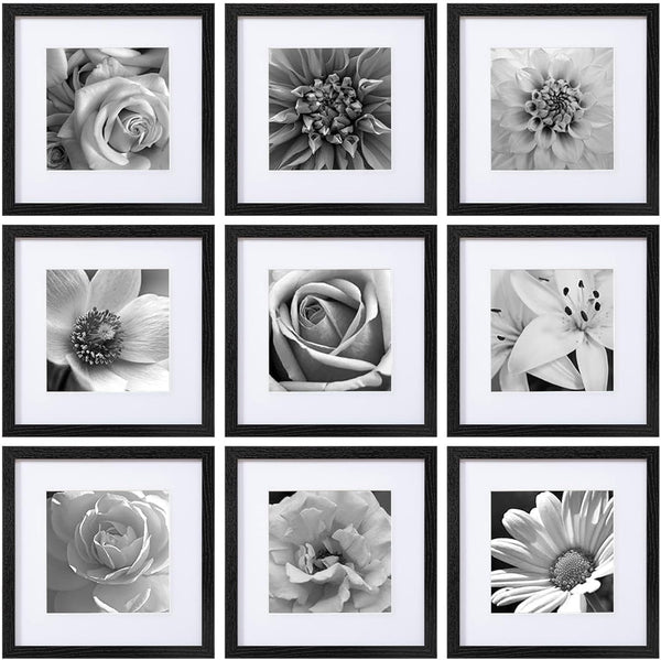 Picture Frames Set of 9, 12X12 In, Acrylic Cover, Black1