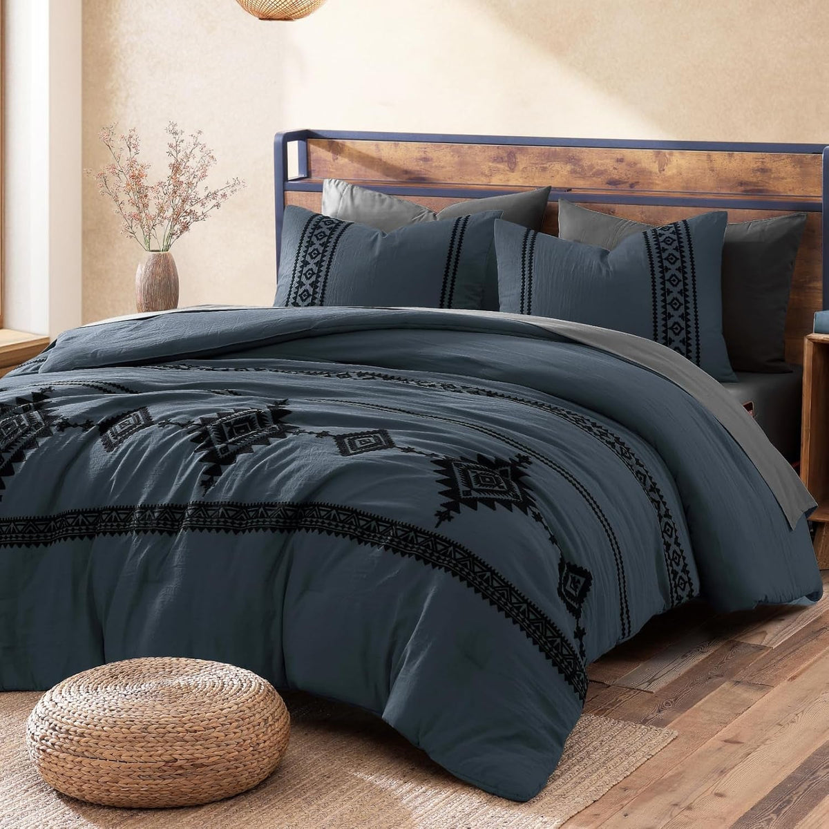 embroidery-queen-comforter-set-7-pieces-blue-grey-bed-in-a-bag