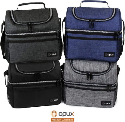 Insulated Lunch Bag for Men Women, Double Decker Leakproof, Black9