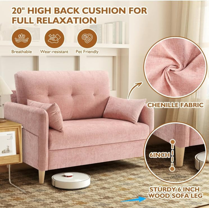 47-small-sofa-couch-for-bedroom-soft-chenille-loveseat-mini-couch-with-throw-pillow-and-removable-cushion-cover-for-small-spaces-living-room-apartment-dorm-officepink