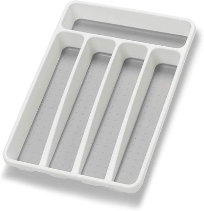 Silverware Organizer Utenisl Organizer Holder Kitchen Drawer Organizer Plastic Silverware Tray for Drawer Flatware Organizer 5 Compartment White1