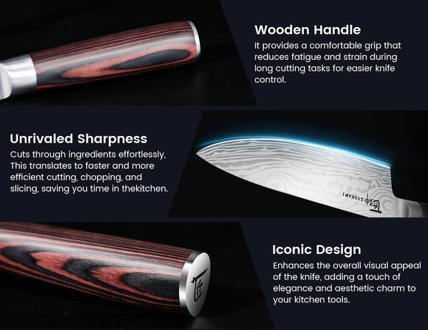 14Pcs Chef Knife Set with Roll Bag, Professional Stainless Steel Japanese Knife Set with Pakkawood Handle for Professional Chef, Camping, Travel, BBQ, RV or Gift | High Carbon Stainless Steel Japanese Knife Set with Sharpener, Wood Handle, Professional for Home, Camping, BBQ, Ideal Gift4