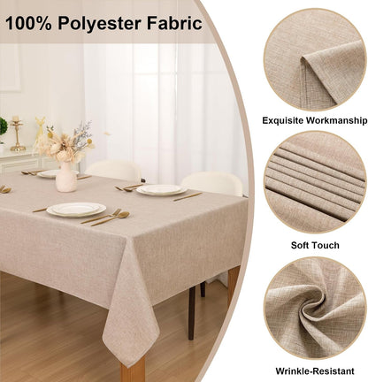 Faux Linen Tablecloth Wrinkle Resistant 54 X 80 Inch - Stone Washable Dust-Proof Rectangle Table Cloth for Kitchen Dining, Outdoor Picnic, Farmhouse Decorative Oblong Table Cover4