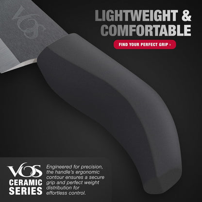 Ceramic Knives Set for Kitchen in Gift Box, 5 Ceramic Knife with Cover with Scissors, 3" 4" 5" 6" Ultra Sharp Knives for Home Cooks, Lightweight, Rust-Free, Dishwasher Safe (Black Handle)4