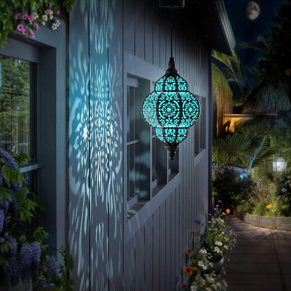 Hanging Solar Lights Outdoor Garden Decor Solar Lantern Waterproof Plastic Moroccan Outdoor Decorations for Patio Pathway Yard Backyard Garden Decorative (1, Black)3