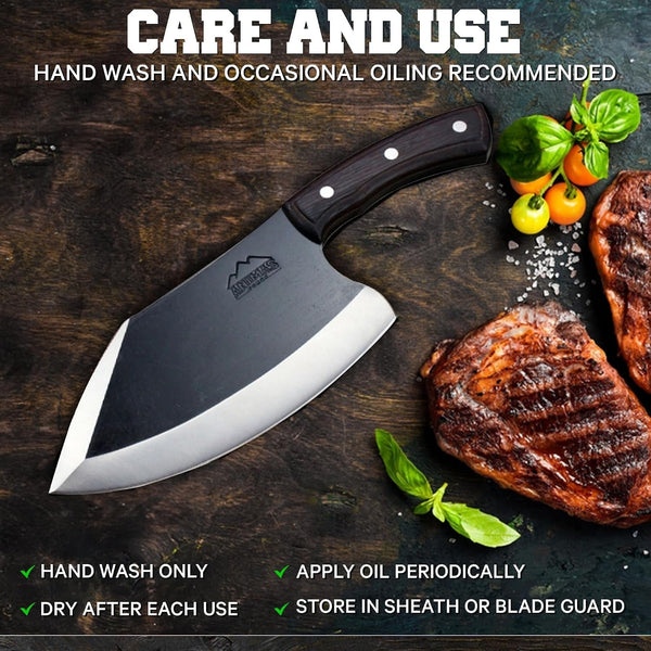 Dynamite Cleaver Meat Cleaver Knife Heavy Duty High Carbon Steel Butcher Knife Desert Hardwood Handle Full Tang BBQ Meat Cutting Butchering Kitchen Cooking Outdoor Camp Bone Chopping Prep3
