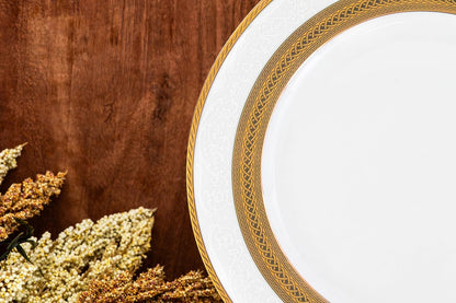 Dinnerware Set for 8-40 Piece Porcelain Dish Set - Elegant Rope Gold4