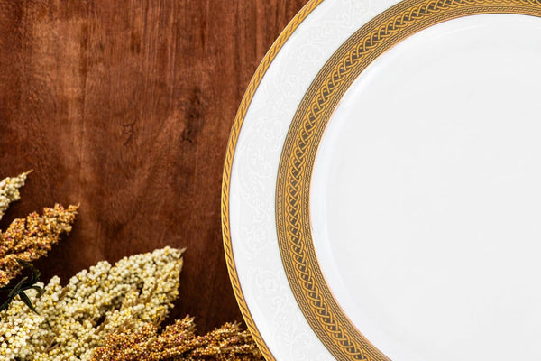 Dinnerware Set for 8-40 Piece Porcelain Dish Set - Elegant Rope Gold4