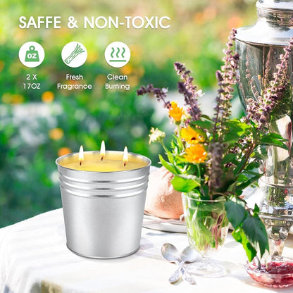 Citronella Candles Outdoor – 2 X 17 Oz Large 3-Wick Outdoor Candle, up to 180 Hours Burn Time, Lemongrass Scent for Outdoor Patio, Garden, Yard, Balcony, Camping3
